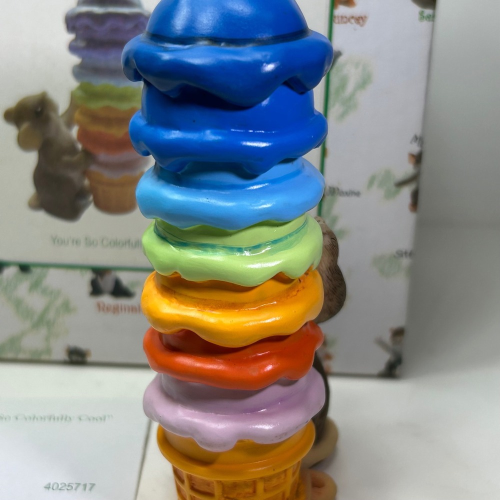 Enesco Charming Tails Youre So Colorfully Cool Mouse Ice Cream Figurine 4025717 - Picture 3 of 10